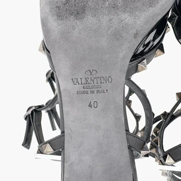 Valentino Rockstud Black Patent Leather Caged Strappy Pumps Heels Size 40 US 10 - Picture 12 of 13
